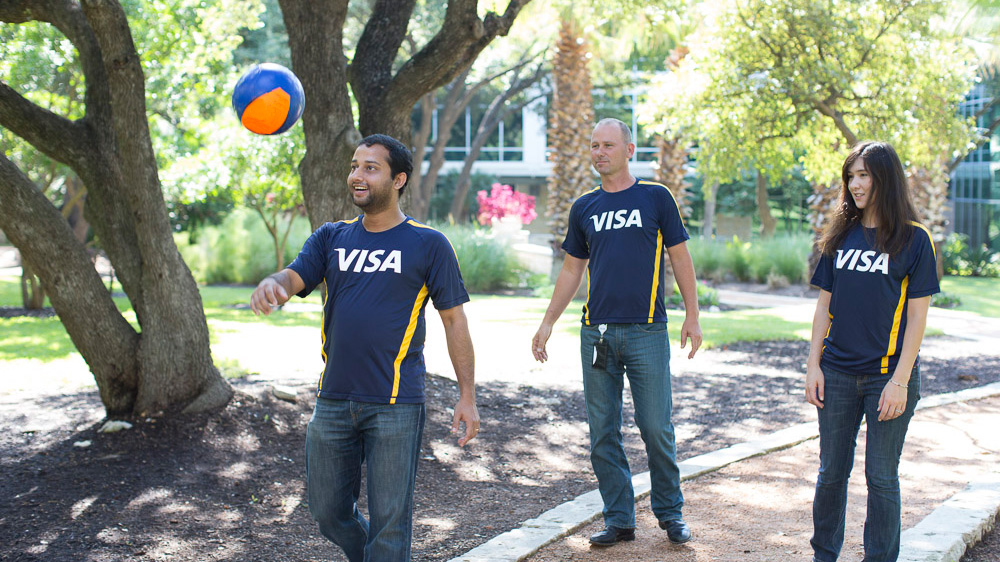 Visa employees soccer ball